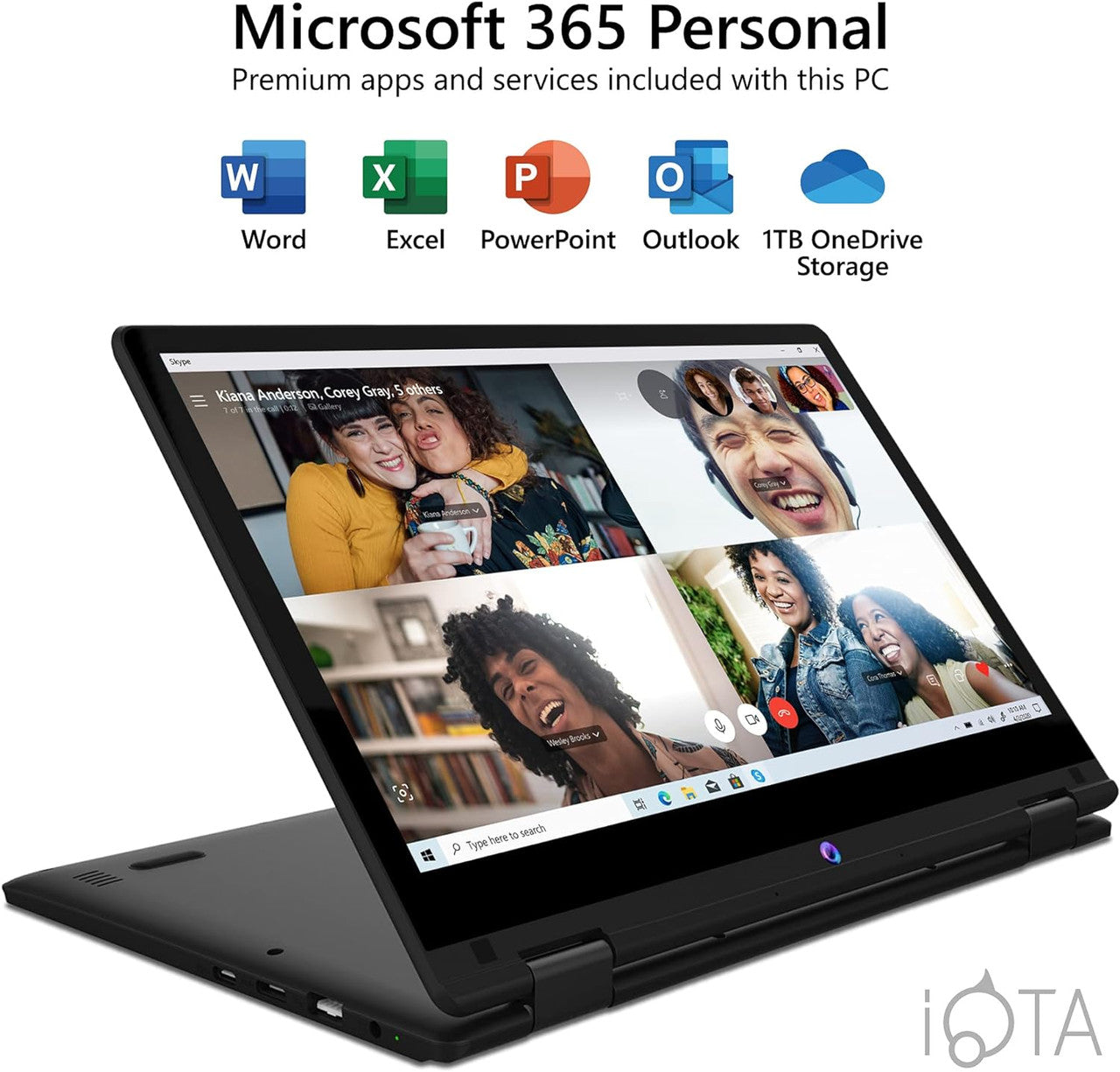 iOTA Flo 360 Touchscreen convertible Laptop 11.6 inch - (Celeron, 4GB RAM, 64GB eMMC, intel UHD graphics, Windows 11 S mode) - Black
