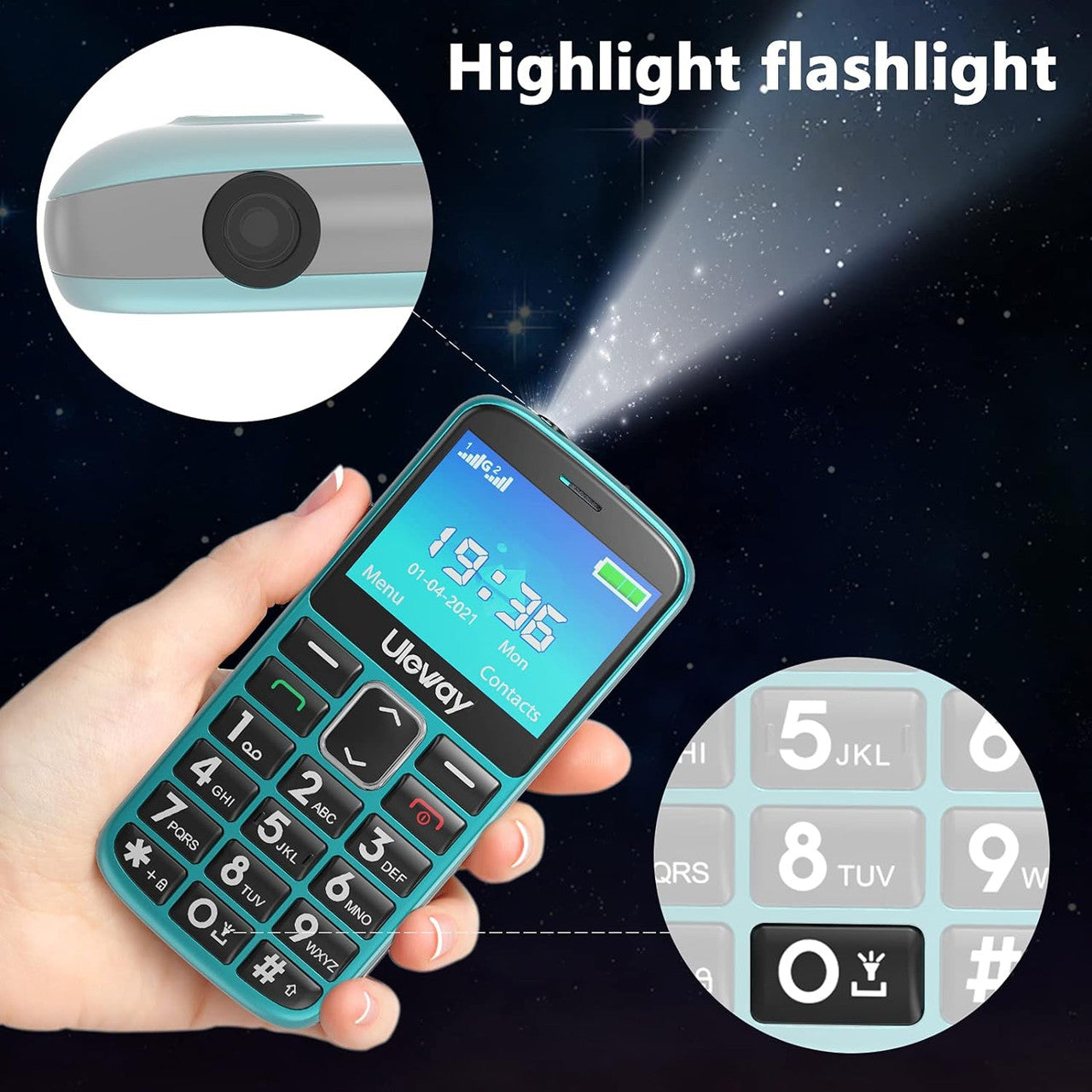 uleway Senior Mobile Phone without Contract, Large Buttons, Mobile Phone Simple and Buttons, Emergency Call Function, 2.3 Inch Display Mobile Phone for Seniors