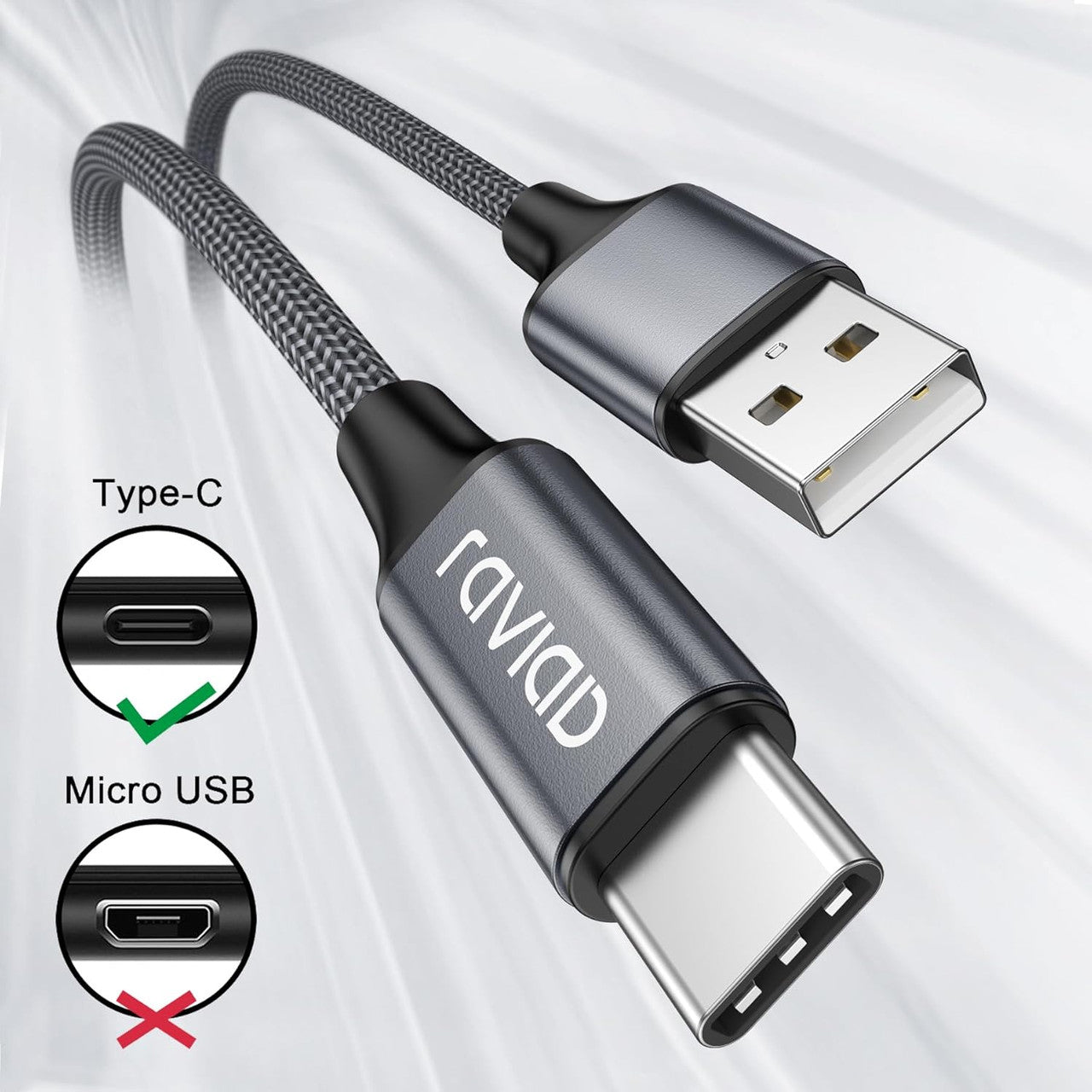 RAVIAD USB C Cable 3.1A Charging Cable USB C Fast Charging Cable USB C Nylon USB C Charging Cable for iPhone 17 16 15 Pro Max Plus, Pad Pro, Galaxy S25 S24 S23 Ultra, MacBook, Huawei P60 P50, Pixel 9
