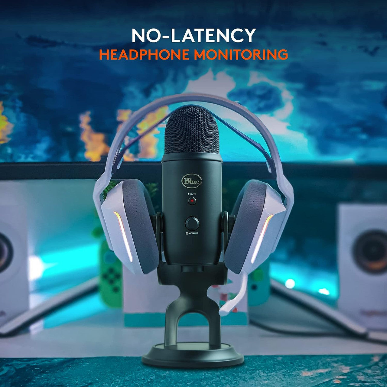 Blue Microphones Yeti USB microphone blackout (for recording and streaming on PC and Mac, Three condenser capsules, four polar patterns, headphone output and volume control Plug and Play)