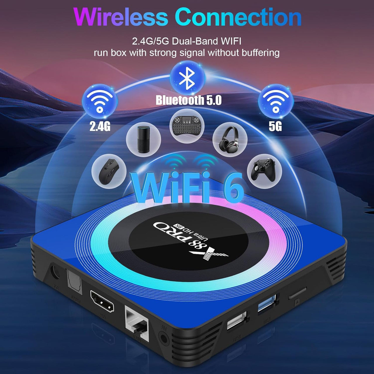 Android 13.0 TV Box, Android Box 4GB RAM 64GB ROM RK3528 Quad-Core 64bit Cortex-A53, Android TV Box Supports 2.4/5.0GHz WiFi6 BT5.0 HD 8K HDMI 2.0
