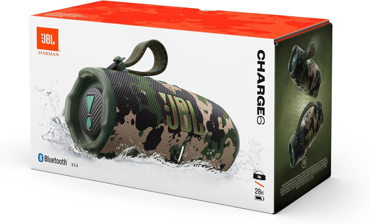 JBL Charge 6, Wireless Portable Bluetooth Speaker, 28 Hours of Playtime, IP68 Waterproof, Dustproof and Drop-Proof, Pro Sound with AI Sound Boost, Auracast Multi-Speaker Connection, Squad