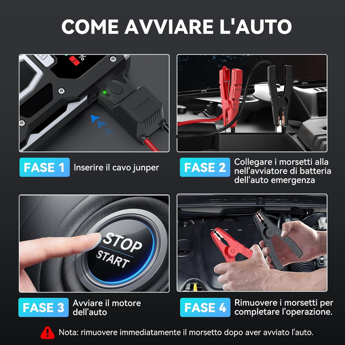 ACEZUK Jump Starter with Display (M01) (Compatible with up to 7.0L Gasoline and 5.5L Diesel Vehicles), 12 V Car Engine Starter, Emergency Start Car, Power Bank Function, LED Light Included