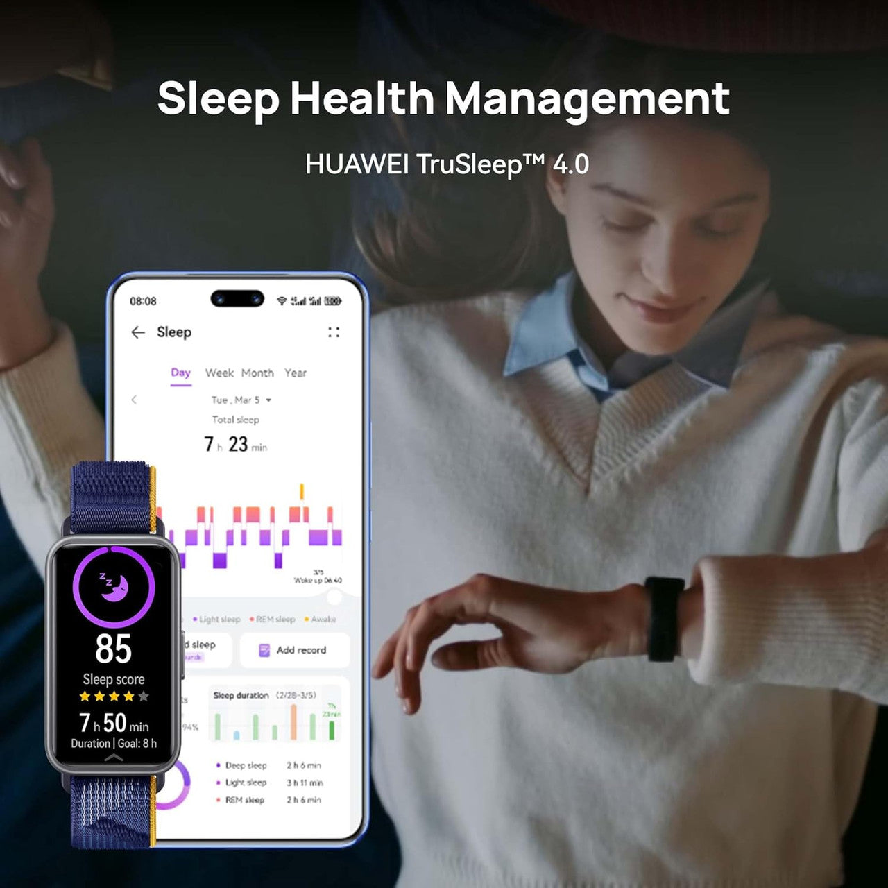 HUAWEI Band 9，Bluetooth, iOS & Android，Up to 14 Days Battery Life, Comfortable Wear, TruSleep 4.0, Scientific Sleep Tracking, 100 Training Modes，Smartband，Charm Pink Fluoroelastomer Strap
