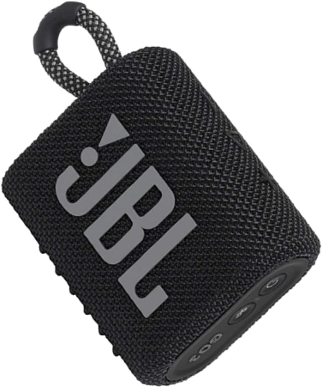 JBL GO 3 - Wireless Bluetooth portable speaker with integrated loop for travel with USB C charging cable, in white