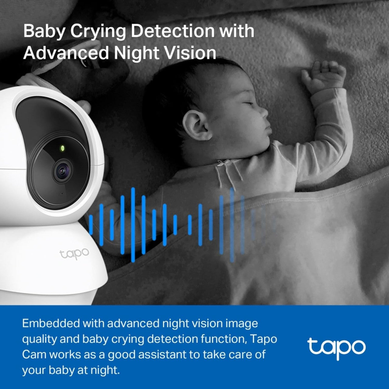 Tapo 2K Pan/Tilt Home Security Wi-Fi Camera, 360° horizontal and 114° vertical range,AI&Baby Cry Detection, 2way audio, Cloud &SD Card Storage up to 256 GB,work with Amazon Alexa&Google (Tapo C210P2)