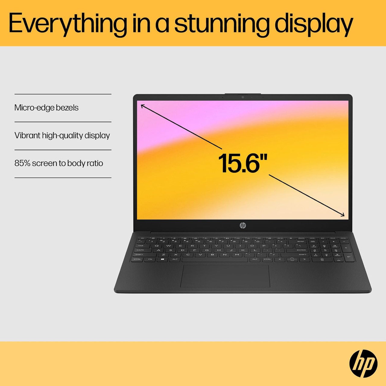 HP 15.6" Laptop | AMD Ryzen 5 7520U Processor | 16 GB RAM | 512 GB SSD | AMD Radeon Graphics | FHD Display | Up to 11hrs 15 mins battery | Win 11 | Dual Speakers | Jet Black | 15-fc0042sa