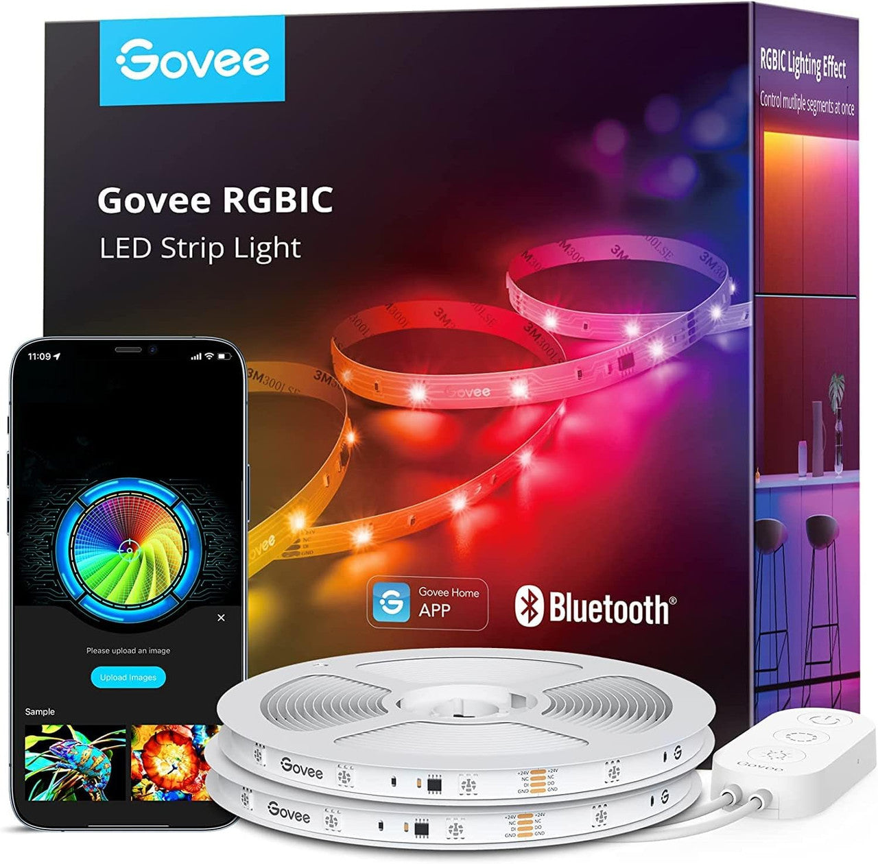 Govee 20M RGB LED Strip Light with Segment Control, Music Sync, 64 Scene Modes, APP Controllable Color-Changing, for Bedroom, 2 Rolls of 10m Strips [Energy Class G]