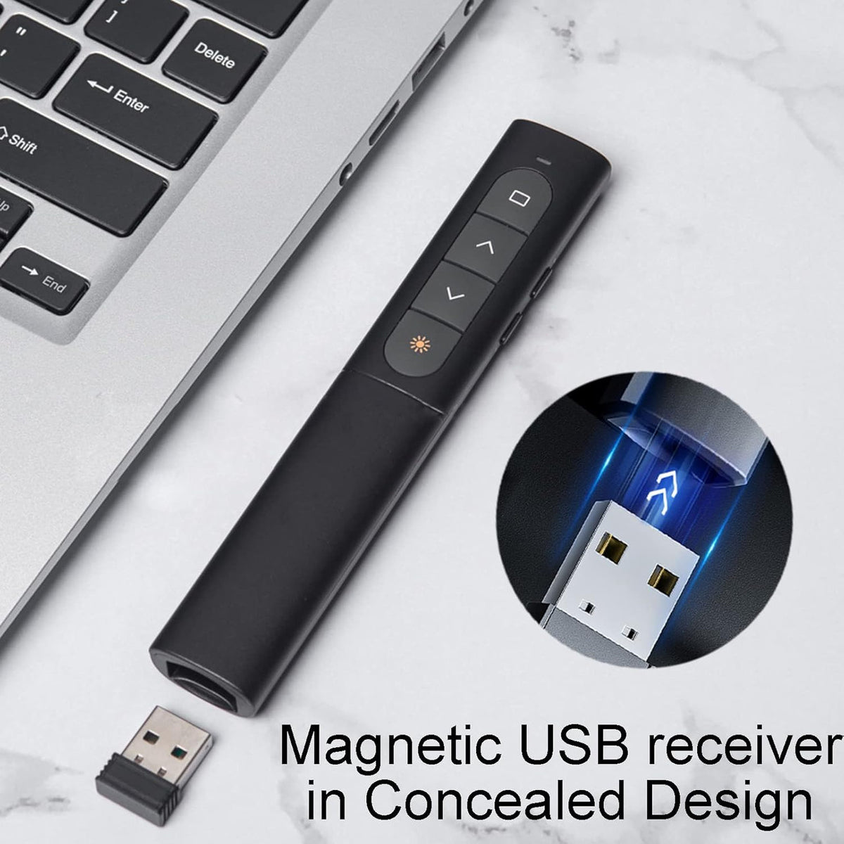 Presentation Clicker, PowerPoint Remote Control, Wireless 2.4 GHz Powerpoint Remote Control, Wireless Presenter Suitable for Teachers, Offices, Meetings, Reports