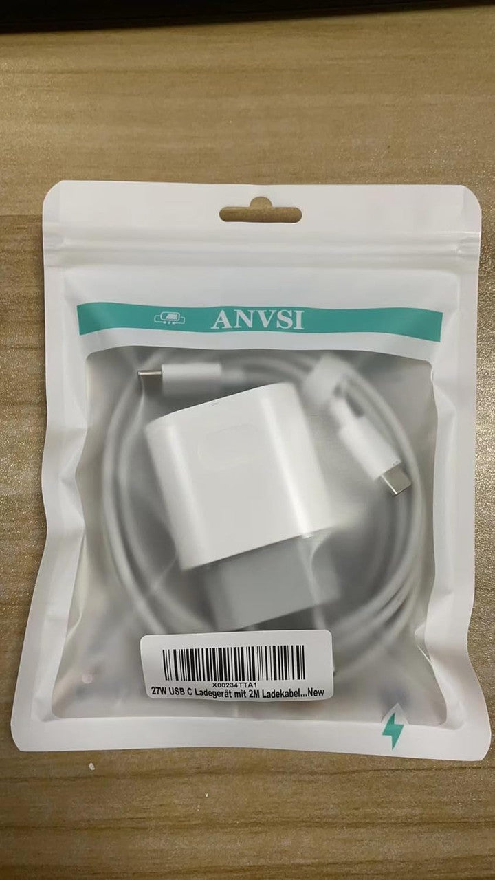 Charger for iPhone 17/17 Air/17 Pro/17 Pro Max, iPhone 16 15 Pro Max Plus, iPad 10/11 Generation, 27W USB C Charger Power Supply Quick Plug Socket with 2M Cable