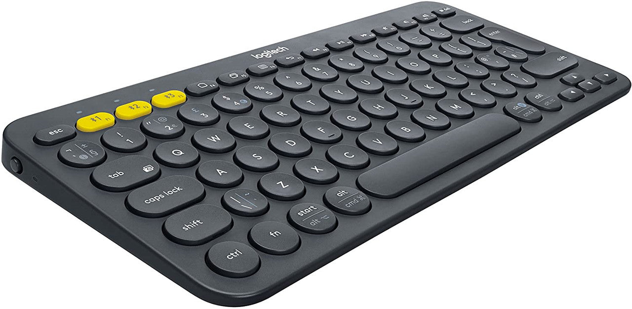 Logitech K380 Wireless Multi-Device Keyboard for Windows, Apple iOS, Apple TV android or Chrome, Bluetooth, Compact Space-Saving Design, PC/Mac/Laptop/Smartphone/Tablet, QWERTY UK Layout - Black