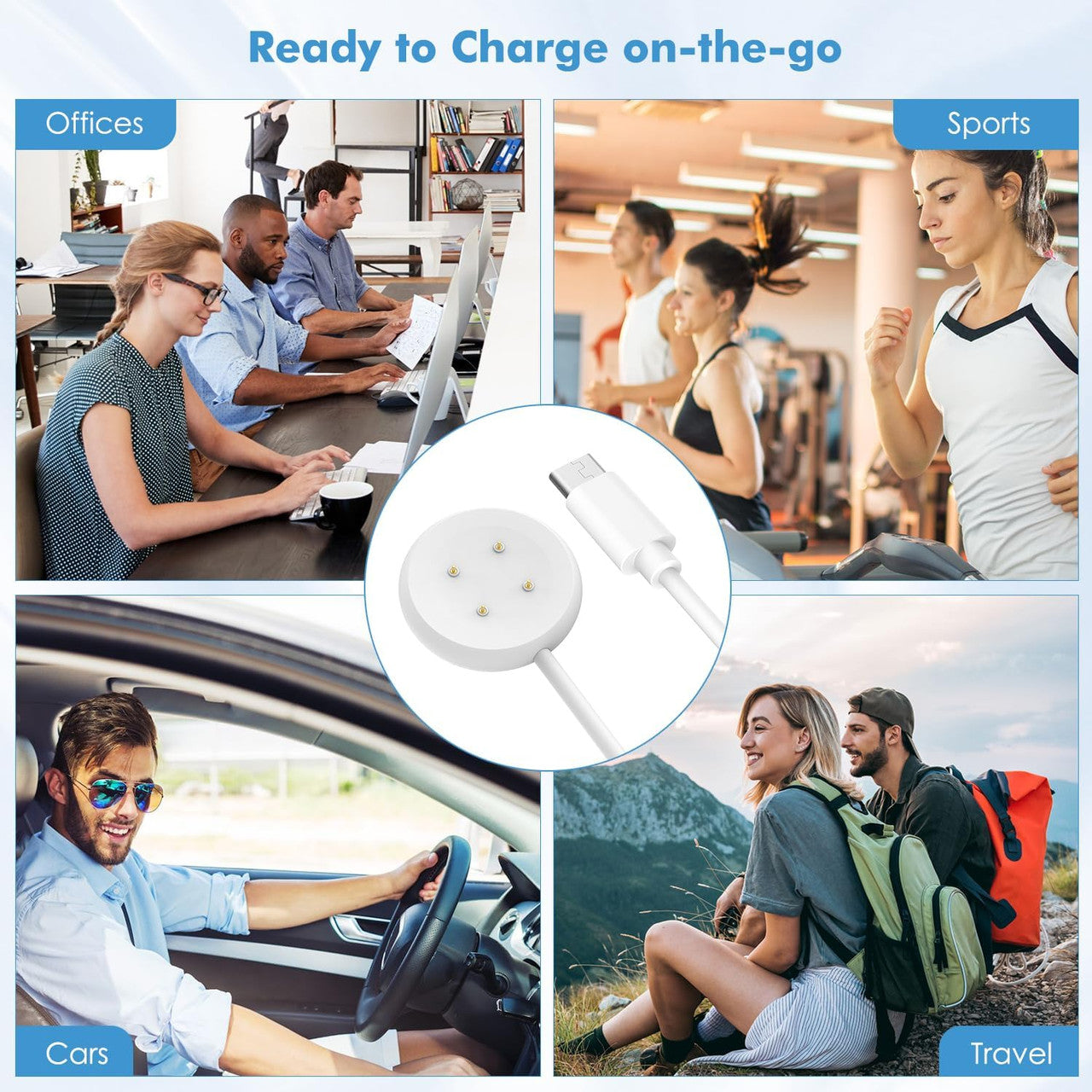 Charger Compatible with Google Pixel Watch 3/Pixel Watch 2, Magnetic Charging Dock with 3.3FT/1M USB-C Charging Cable Cord for Fitbit Ace LTE/Versa 4/Versa 3/Sense 2/Sense, White