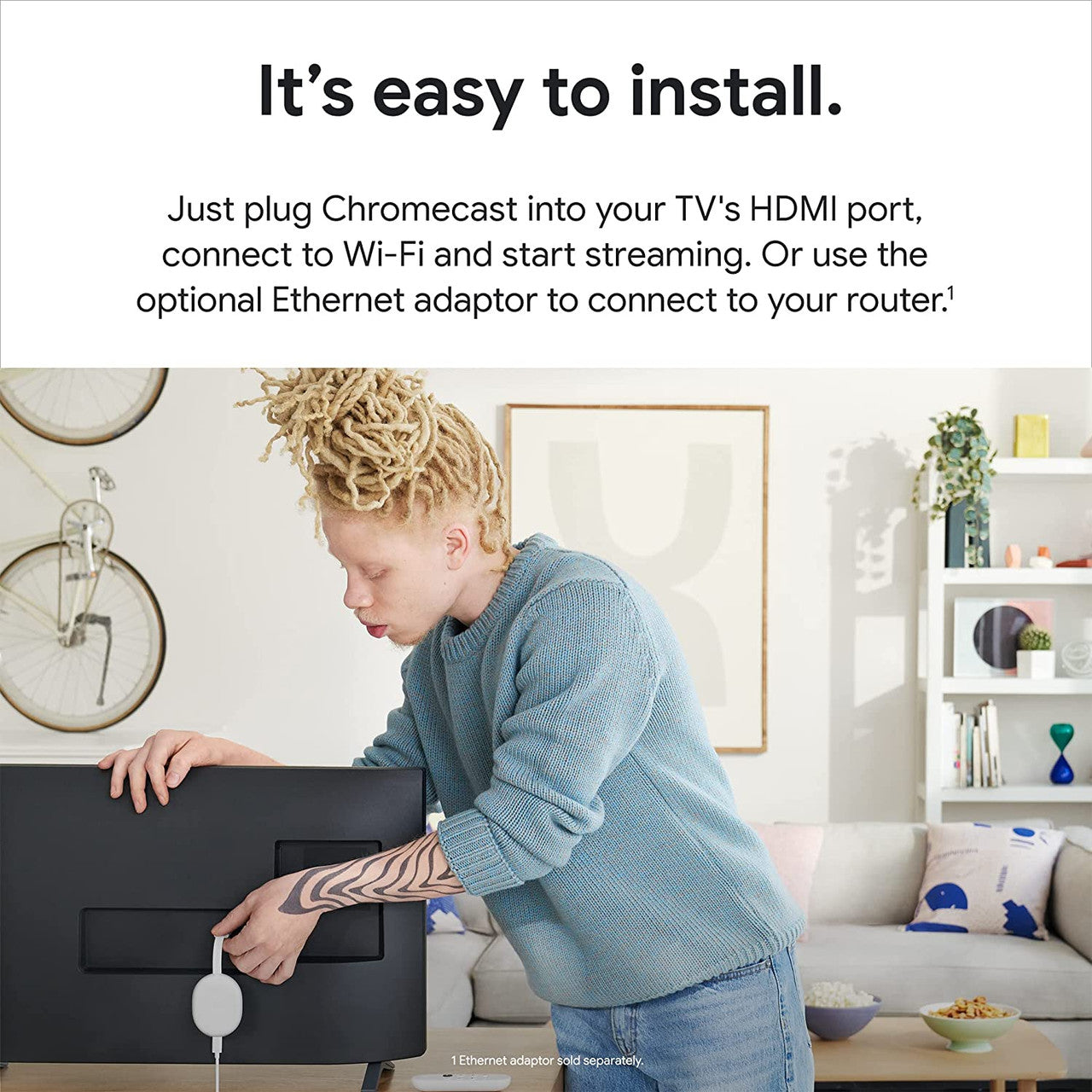 Chromecast with Google TV (HD) Snow – Streaming entertainment on your TV with voice search remote – Watch movies, shows and Netflix