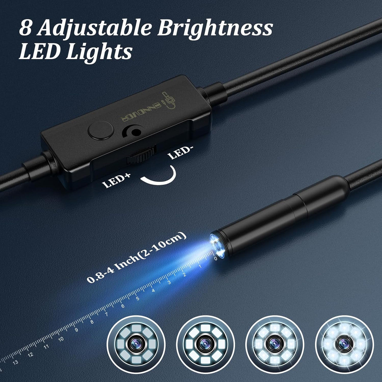 Endoscope Inspection Camera, Ennovor 1920 HD Flexible Rigid Snake Probing Tool, 8 LED Lights No WiFi Snake,Waterproof IP67 Tube Sink Pipe Drain Camera for Android iOS Tablet Samsung (16.4 ft/ 5m)