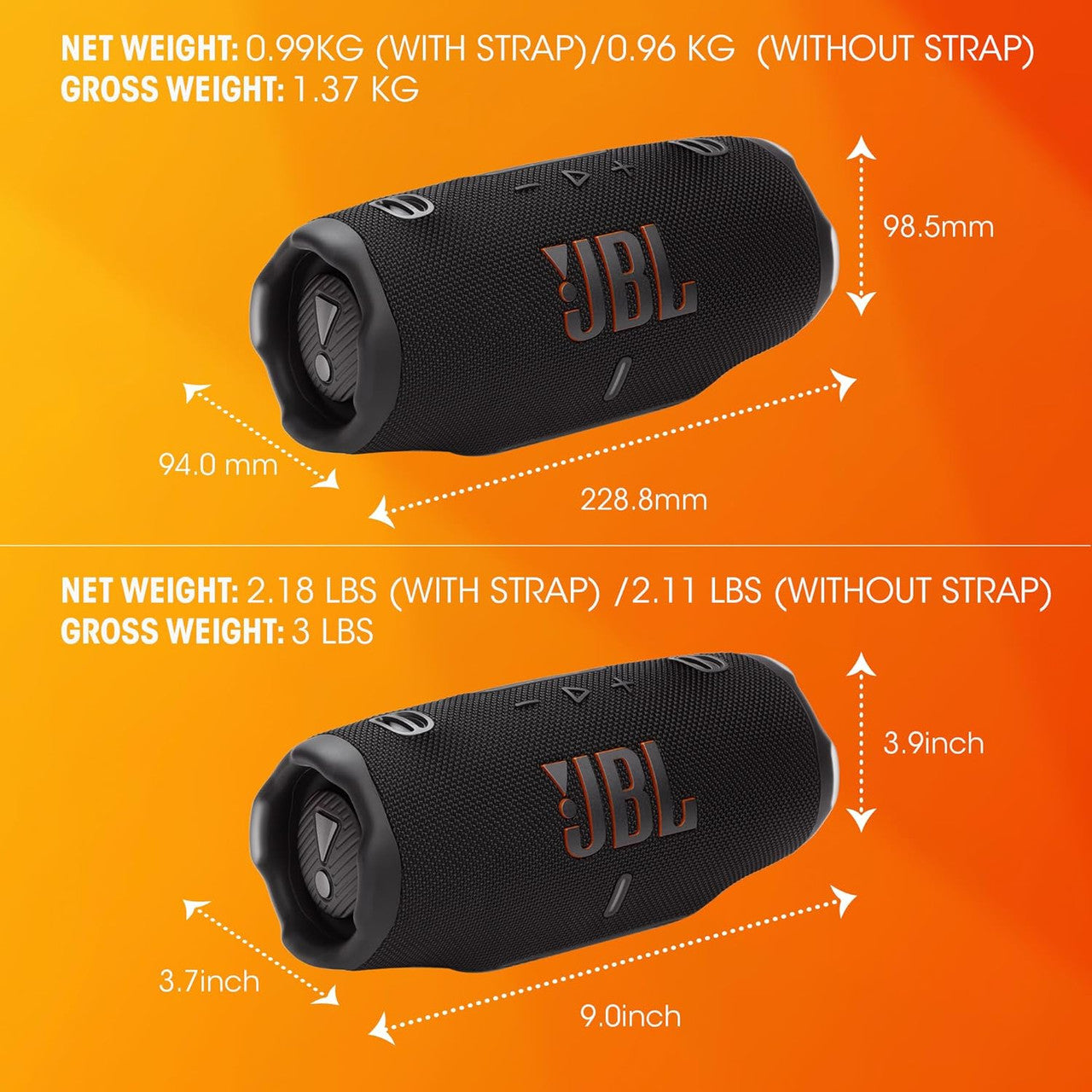 JBL Charge 6, Wireless Portable Bluetooth Speaker, 28 Hours of Playtime, IP68 Waterproof, Dustproof and Drop-Proof, Pro Sound with AI Sound Boost, Auracast Multi-Speaker Connection, Squad