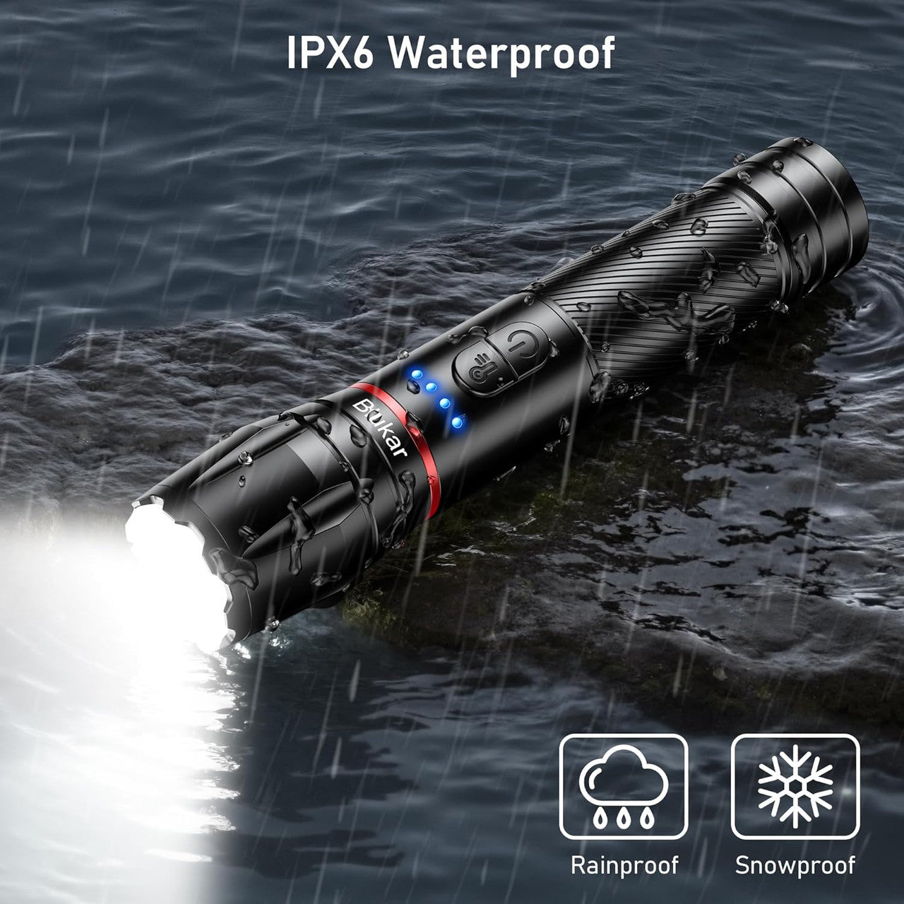 Blukar LED Torch 2 Colour Temperatures, 2000 L Super Bright Zoomable Torches Rechargeable with 10 Light Modes, Long Battery Life, Waterproof Hand Lamp Flashlight for Camping, Outdoor, Emergency, etc. [Energy Class A+++]