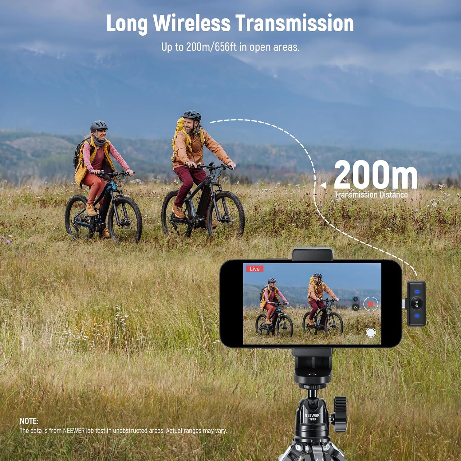 NEEWER Wireless Lavalier Microphone for iPhone Noise Cancelling Mini Lapel Mic Set with USB C OTG Charging Case 24H Battery 200m Long Range Compatible with iPhone 16 15 Android Phone PC Laptop, KM18