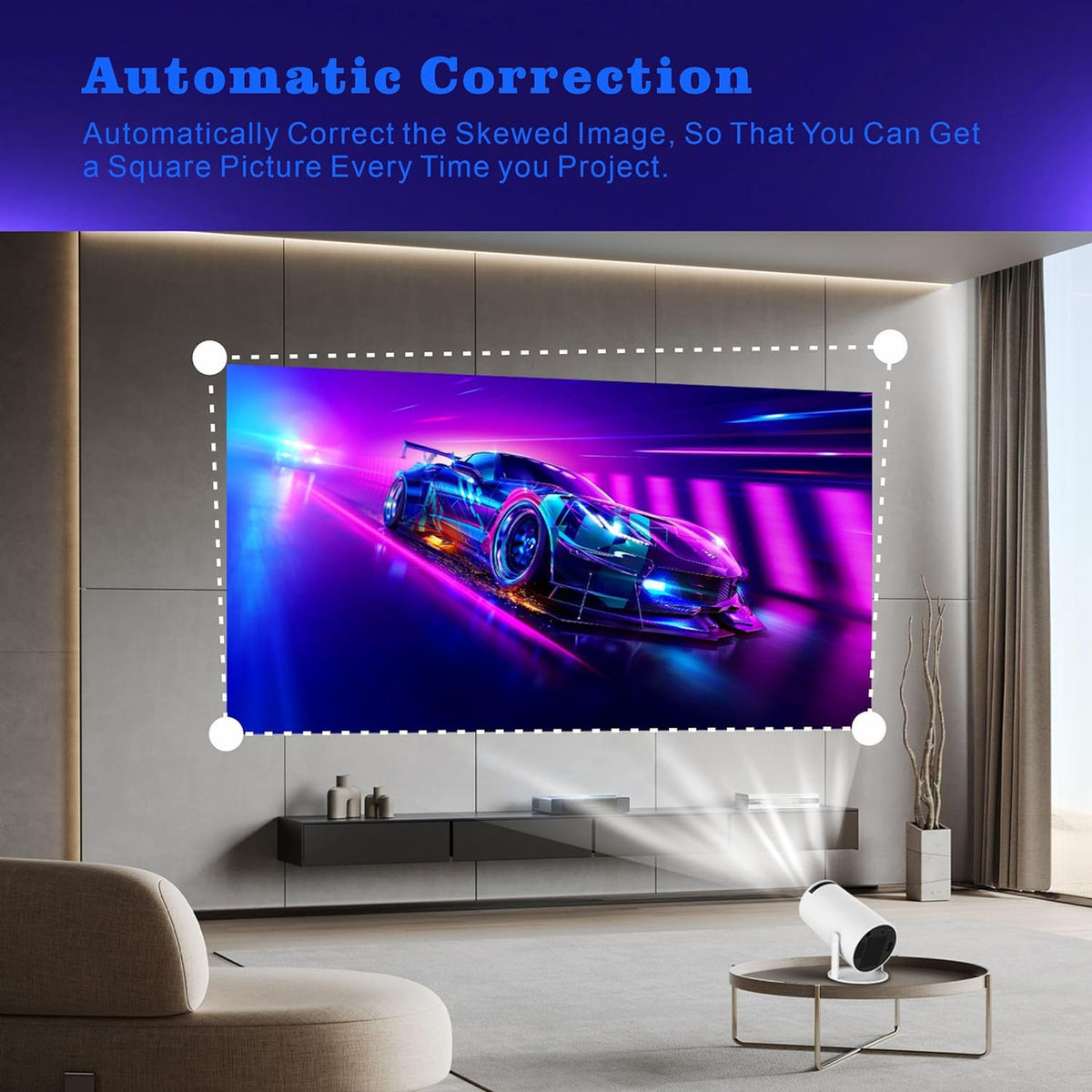 Mini Portable Projector, 180 Degree Flip, Round Design, Built-in Android Home Cinema Projector