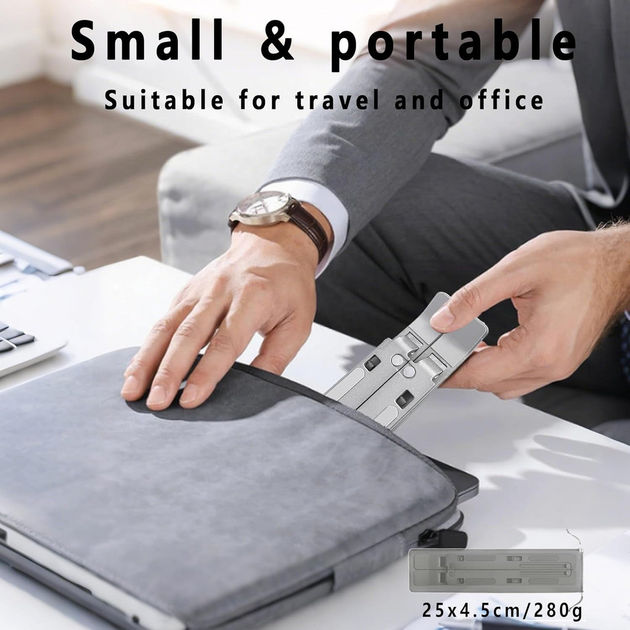 Aitodos® Laptop Stand, Aluminum Alloy, Anti-Slip, Folding, Portable, Ventilation and Cooling, 6-Position Adjustment - Used for office, Sitting Posture Correction