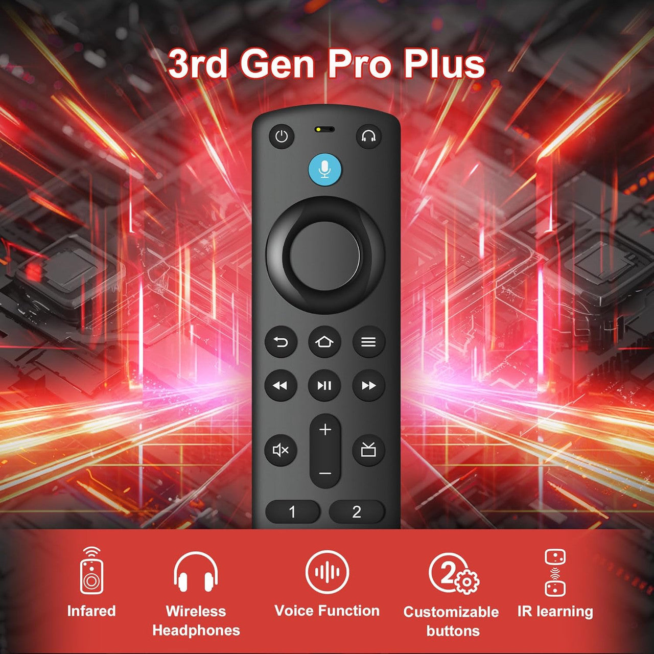 Replacement Voice Remote (3rd Gen Pro Plus) for Fire TV Stick, Cube, 4K, 4K Max, and Lite Smart TVs, Voice Remote Control for Insignia, Toshiba, and Pioneer Smart TVs