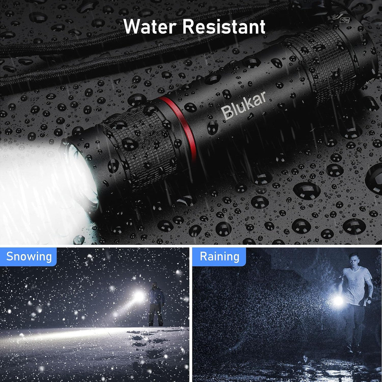 Blukar LED Torch Rechargeable, 2000L Super Bright Adjustable Focus Flashlight, 4 Lighting Modes, Long Battery Life, Waterproof Pocket Size Torch for Power Cuts, Emergency, Camping, Hiking, Outdoor [Energy Class A+++]