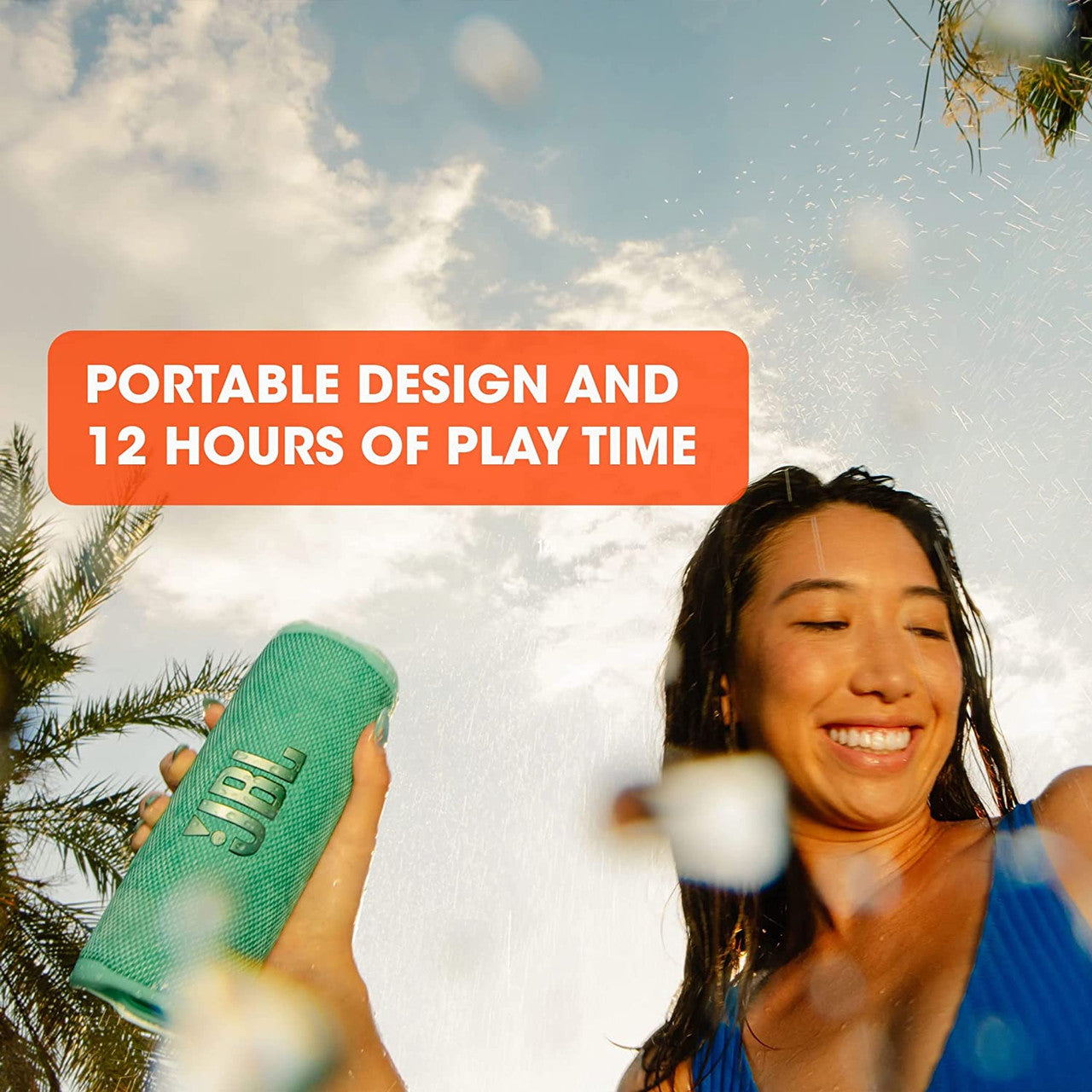 JBL Flip 6 Portable IP67 Waterproof Speaker with Bold JBL Original Pro Sound, 2-Way Speaker, Powerful Sound and Deep Bass, 12 Hours Battery, Safe USB-C Charging Protection - Blue