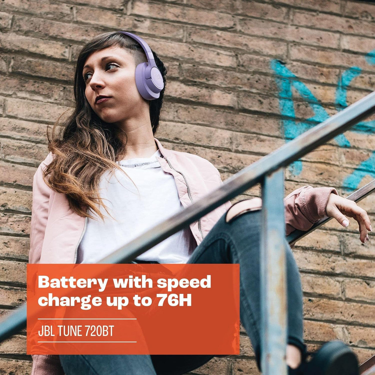 JBL Tune 720 BT Wireless Over-Ear Headphones with JBL Pure Bass Sound, Bluetooth 5.3, Hands-Free Calls, Audio Cable and 76-Hour Battery Life, Blue