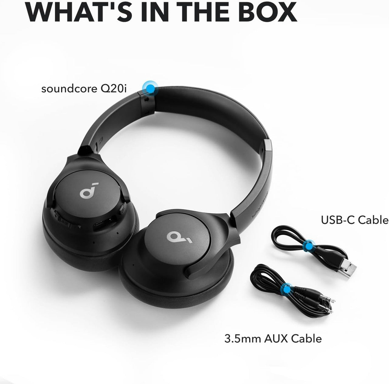 soundcore by Anker Q20i Hybrid Active Noise Cancelling Headphones, Wireless Over-Ear Bluetooth, 40H Long ANC Playtime, Hi-Res Audio, Big Bass, Customize via an App, Transparency Mode, Ideal for Travel