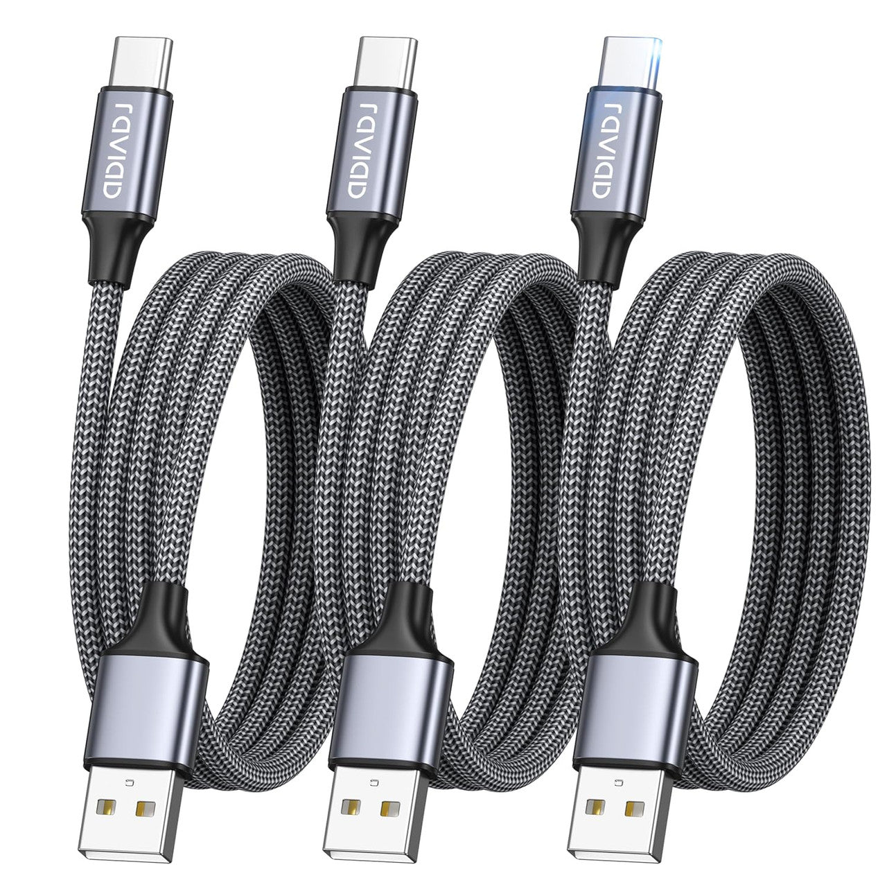 RAVIAD USB C Cable 3.1A Charging Cable USB C Fast Charging Cable USB C Nylon USB C Charging Cable for iPhone 17 16 15 Pro Max Plus, Pad Pro, Galaxy S25 S24 S23 Ultra, MacBook, Huawei P60 P50, Pixel 9