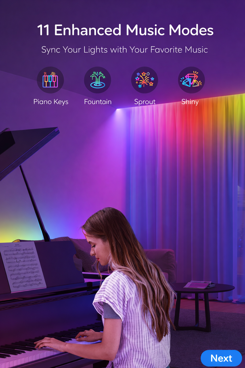 Govee 20M RGB LED Strip Light with Segment Control, Music Sync, 64 Scene Modes, APP Controllable Color-Changing, for Bedroom, 2 Rolls of 10m Strips [Energy Class G]