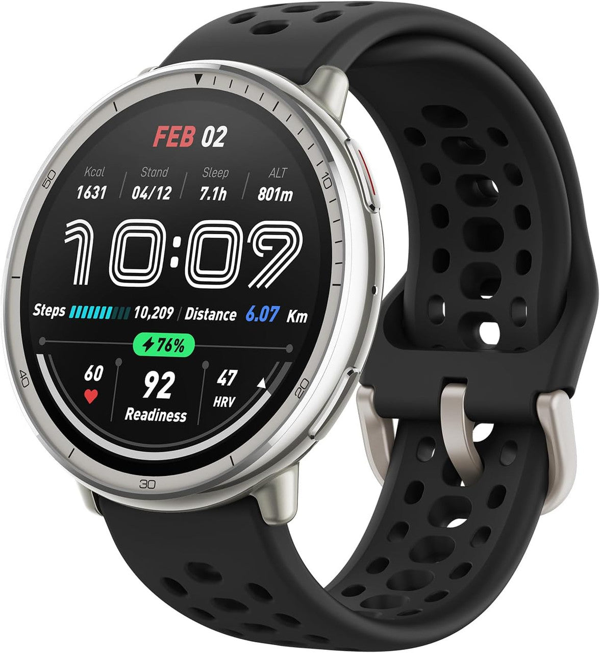 Amazfit Active 2 Smart Watch 44mm, GPS Maps with Direction, Fitness Tracker, 10 Day Battery, Sleep Monitor, 160+ Sport Modes, Water Resistant, for Android & Apple Iphone, Black Sport Silicone