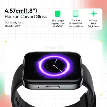 Realme Watch 3, Big dsplay of 1.8’’,  7 days battery, 110 sport modalities, Bluetooth Call without interruption, Black, One Size