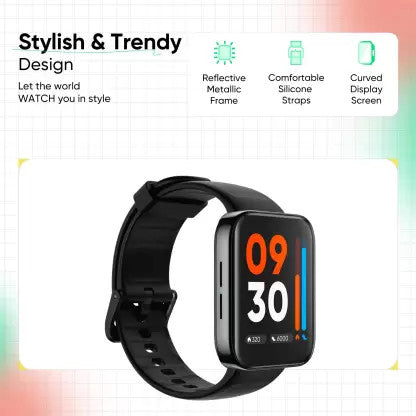 Realme Watch 3, Big dsplay of 1.8’’,  7 days battery, 110 sport modalities, Bluetooth Call without interruption, Black, One Size