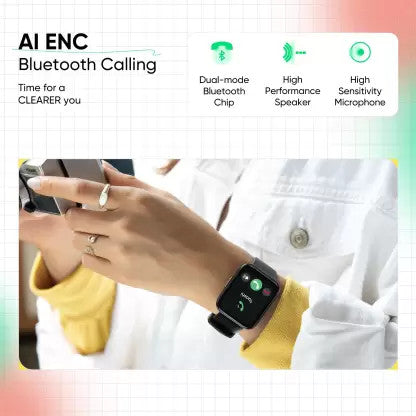 Realme Watch 3, Big dsplay of 1.8’’,  7 days battery, 110 sport modalities, Bluetooth Call without interruption, Black, One Size